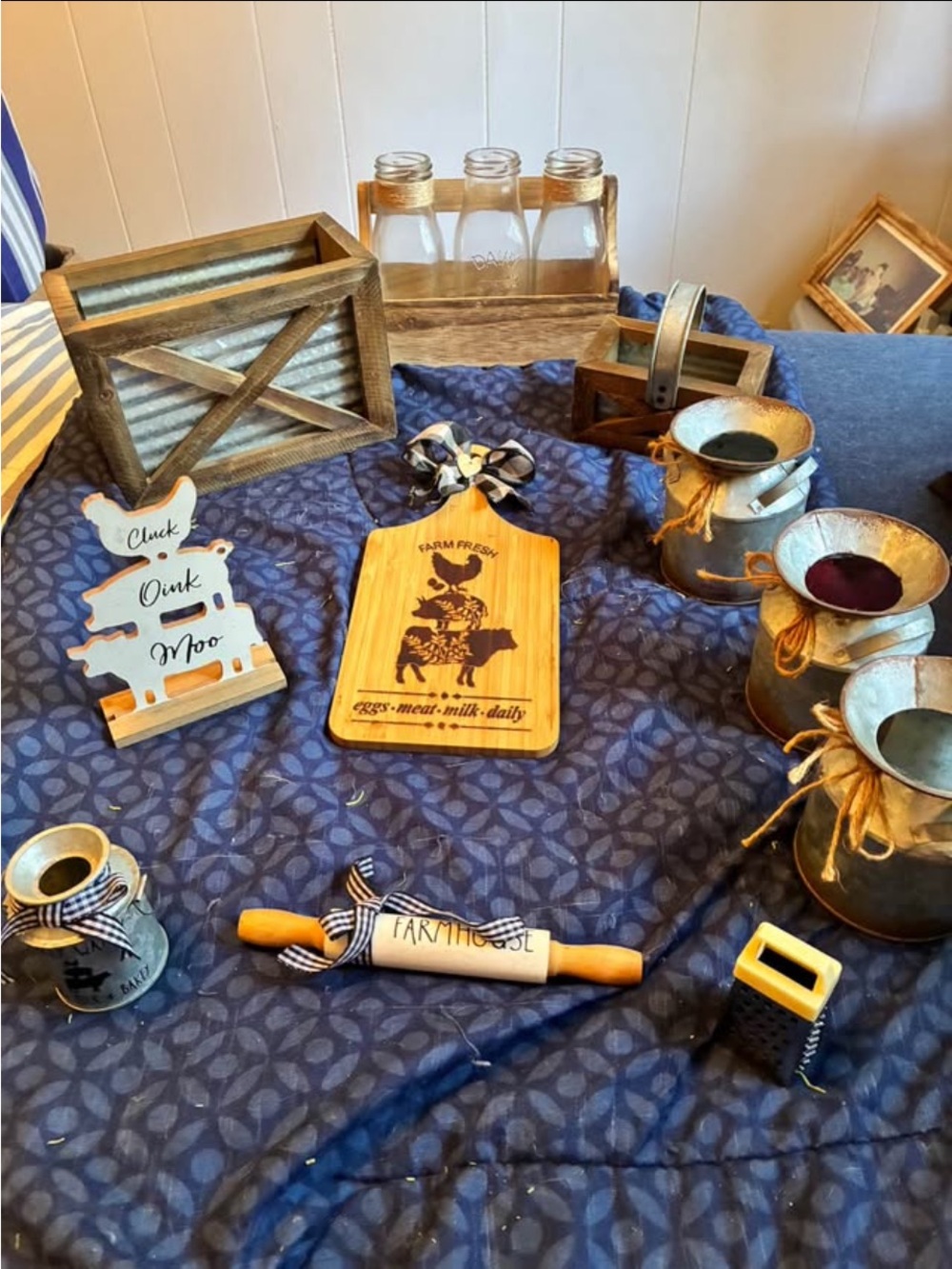 Farmhouse Blue Tabletop Decor Set - Rustic Home Party Supplies
